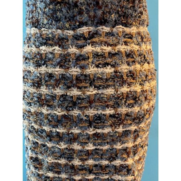 EUC! ZARA Boucle Knit Skirt Metallic Thread Mini Short Unlined Faux Pockets S - Picture 3 of 6